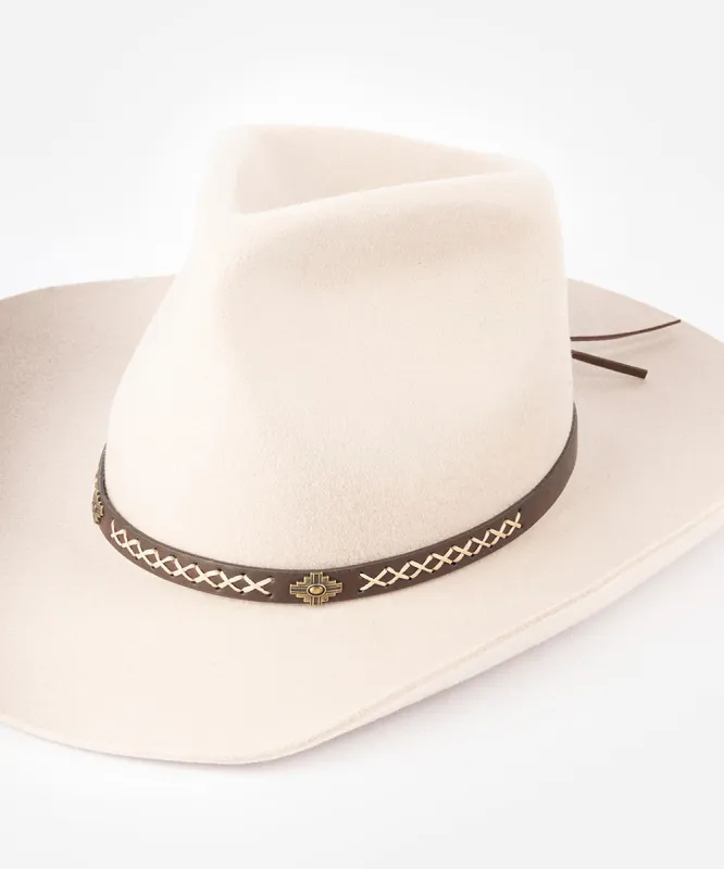 Studded + Stitched Leather Hat Band made by Two Roads Hat Co.