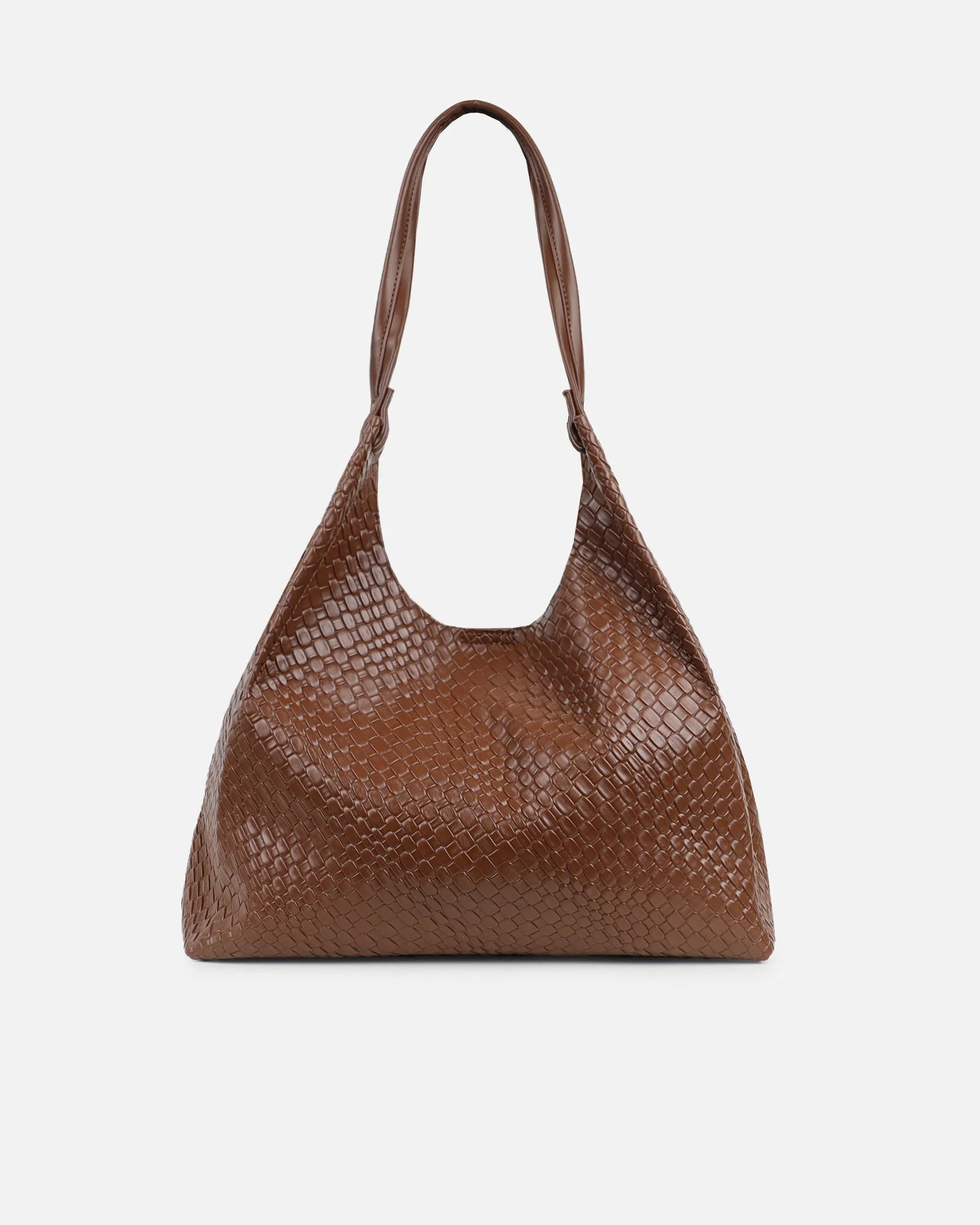 Heather Large Brown Woven Shoulder Bag sold by Simmi London