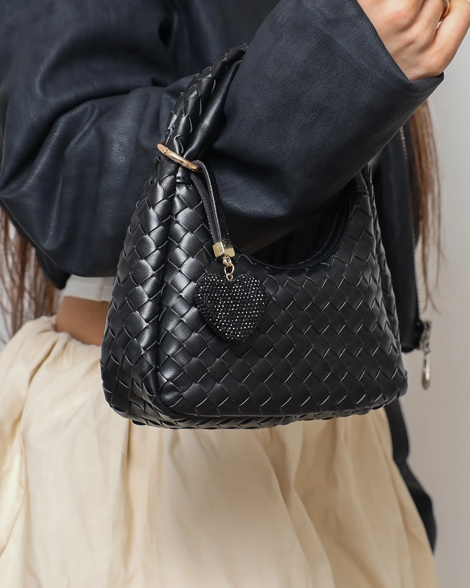 Lumi Black Diamante Heart Charm sold by Simmi London