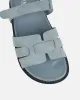 Adelle Blue Nubuck Chunky Footbed Slides sold by Simmi London