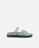 Adelle Blue Nubuck Chunky Footbed Slides sold by Simmi London