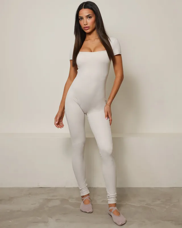 Aisla Grey Sculpt Square Neck Jumpsuit sold by Simmi London