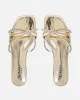 Astana Gold Mirror Diamante Flat Sandals sold by Simmi London