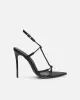 Evara Black Lizard Strappy Heeled Sandals sold by Simmi London