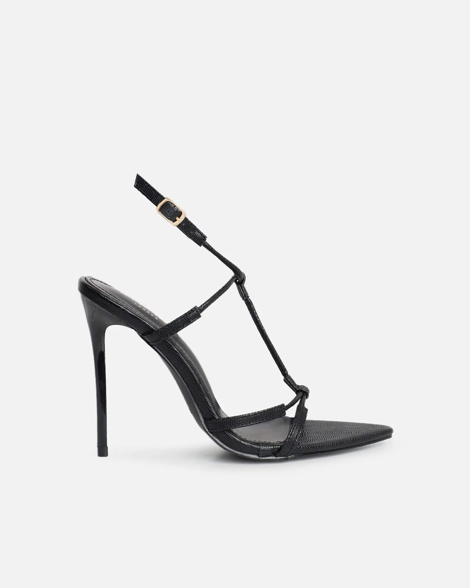 Evara Black Lizard Strappy Heeled Sandals sold by Simmi London product image thumbnail 2