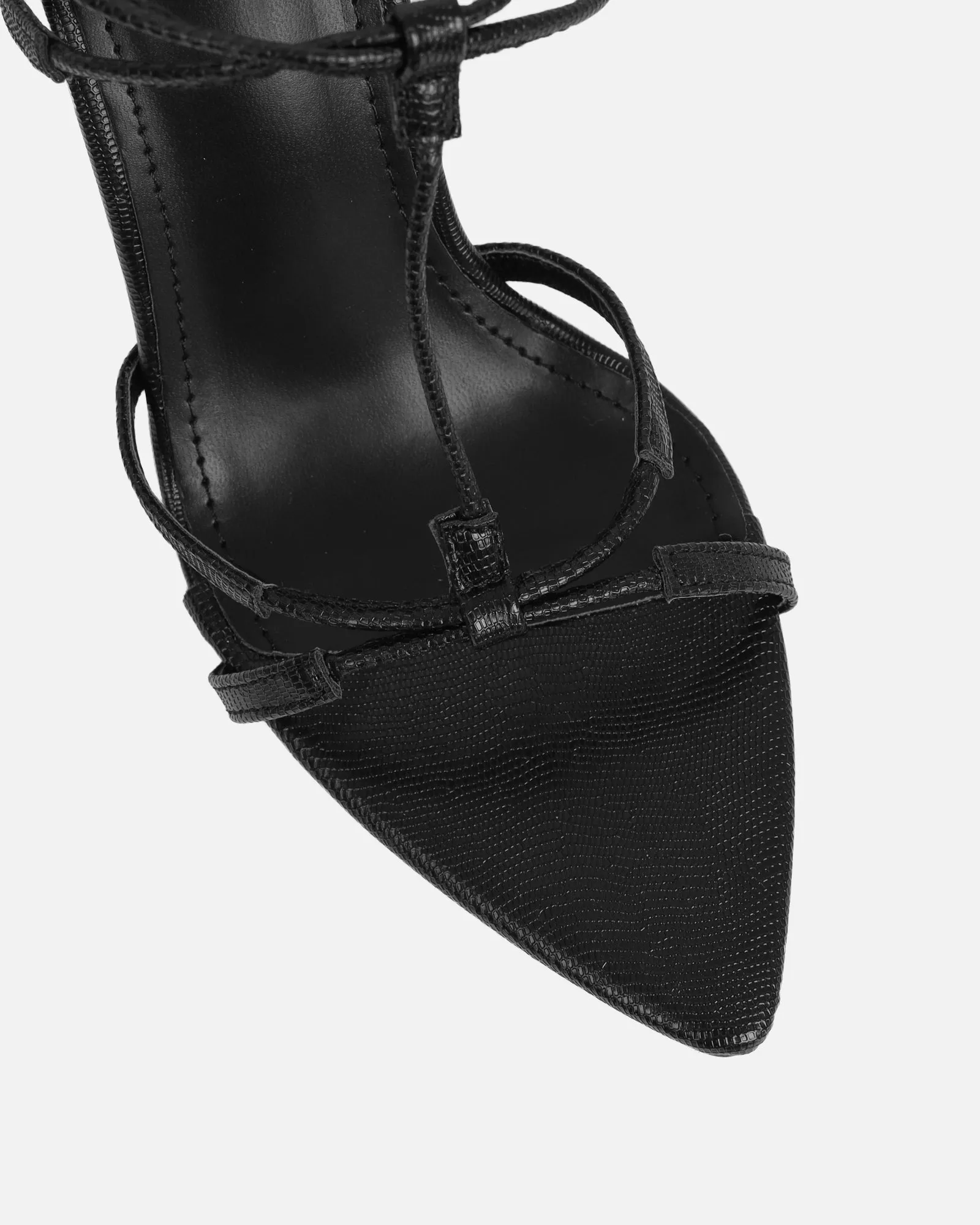 Evara Black Lizard Strappy Heeled Sandals sold by Simmi London product image thumbnail 4