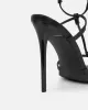 Evara Black Lizard Strappy Heeled Sandals sold by Simmi London