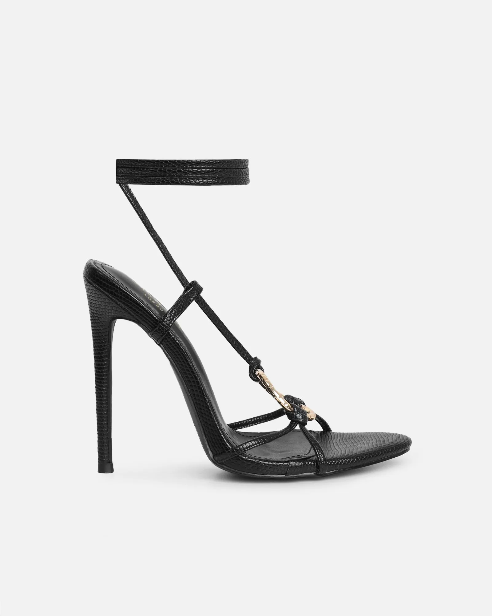 Elous Black Snake Gold Detail Heeled Sandals sold by Simmi London product image thumbnail 2