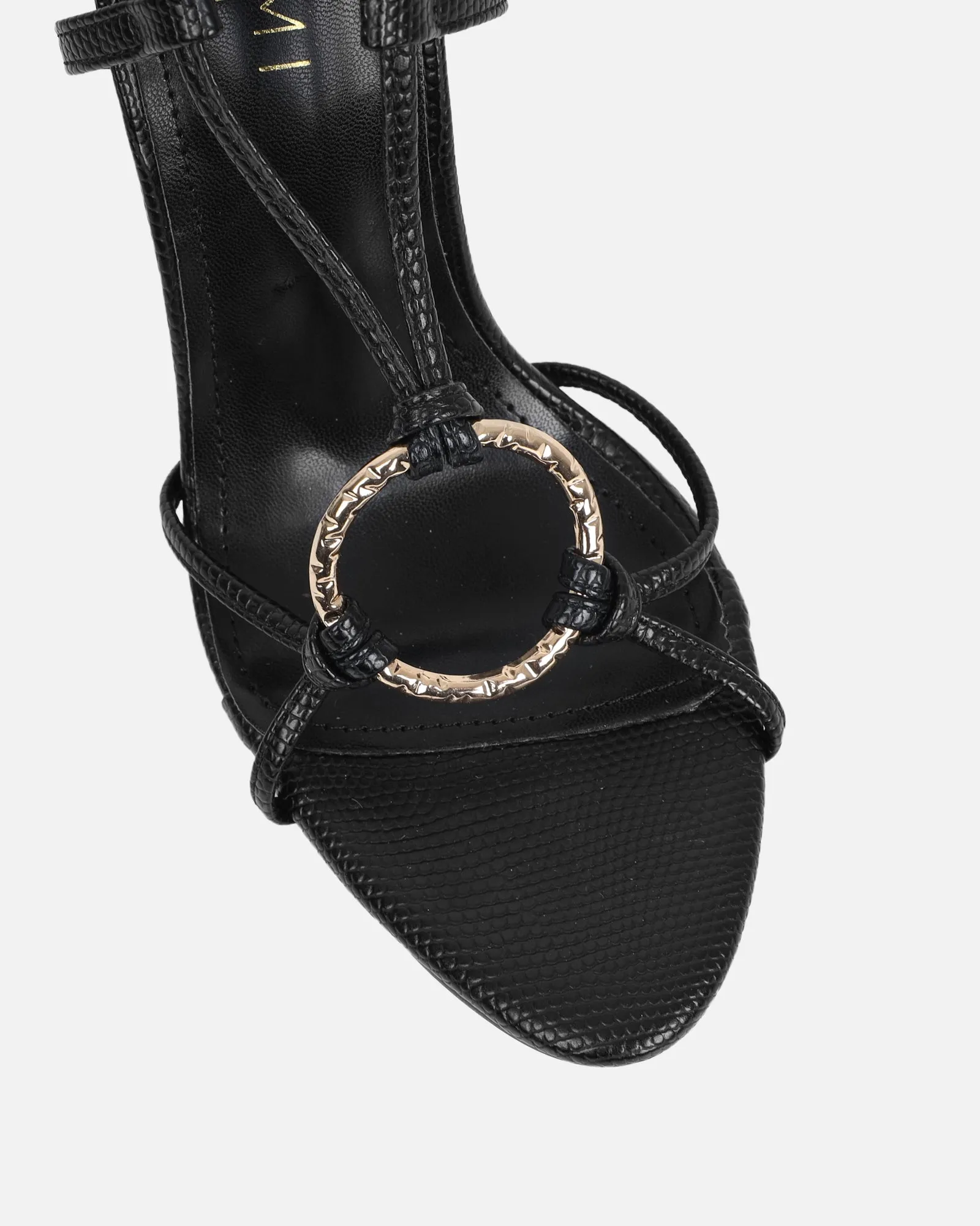 Elous Black Snake Gold Detail Heeled Sandals sold by Simmi London product image thumbnail 4
