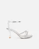 Ediee Silver Mirror Diamante Heeled Sandals sold by Simmi London
