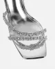 Ediee Silver Mirror Diamante Heeled Sandals sold by Simmi London