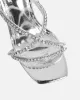 Ferney Silver Mirror Diamante Mules sold by Simmi London