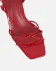 Aixa Burgundy Patent Strappy Knot Heeled Sandals sold by Simmi London