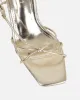 Aixa Gold Metallic Strappy Knot Heeled Sandals sold by Simmi London