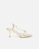 Aixa Gold Metallic Strappy Knot Heeled Sandals sold by Simmi London