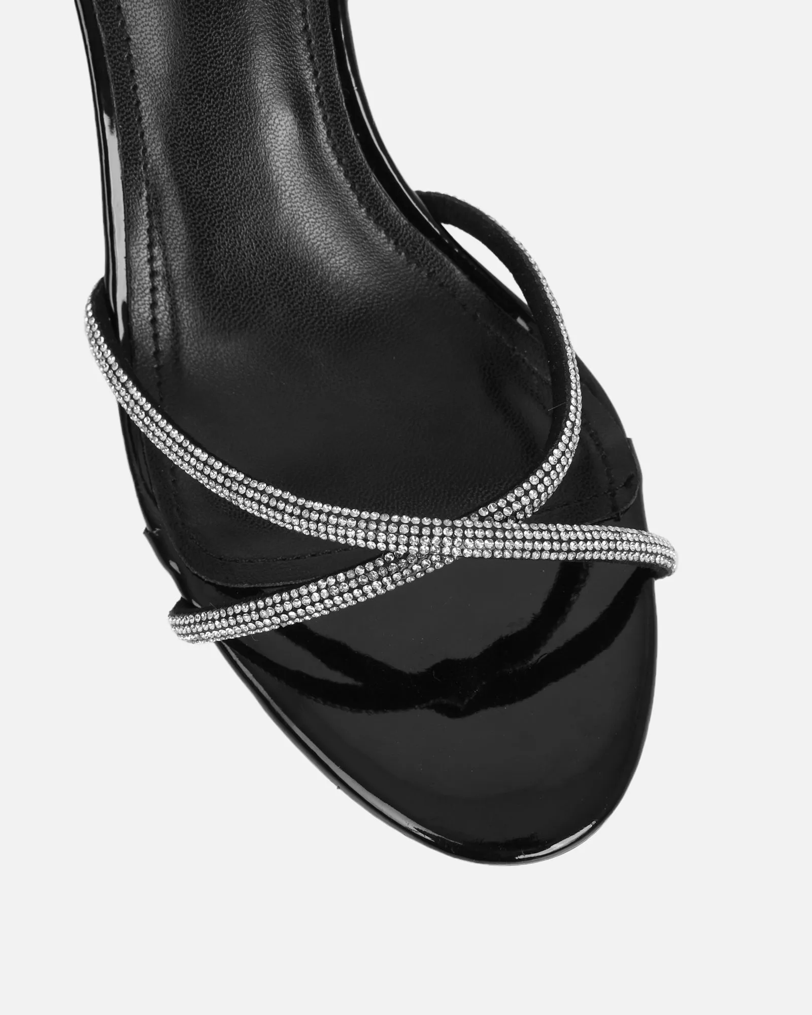 Meesha Black Patent Diamante Mid Heel Sandals sold by Simmi London product image thumbnail 4