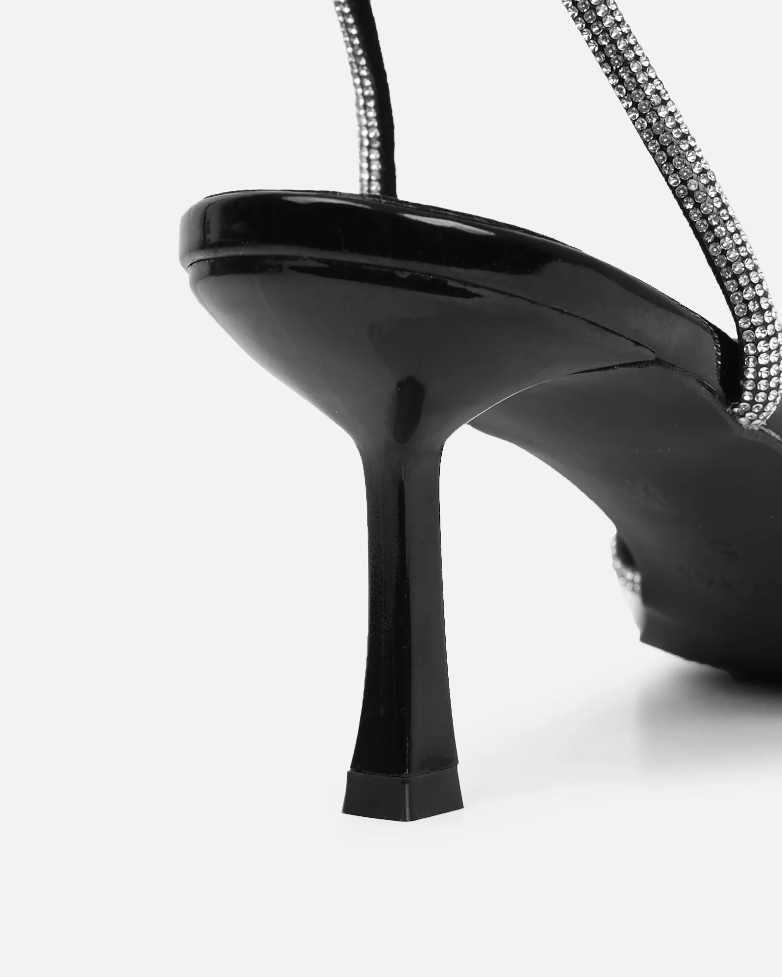 Meesha Black Patent Diamante Mid Heel Sandals sold by Simmi London product image thumbnail 3