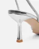 Meesha Silver Mirror Diamante Mid Heel Sandals sold by Simmi London