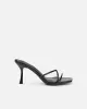 Shadee Black Patent Mid Heeled Sandals sold by Simmi London