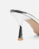 Shadee Silver Mirror Mid Heeled Sandals sold by Simmi London