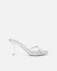 Shadee Silver Mirror Mid Heeled Sandals sold by Simmi London