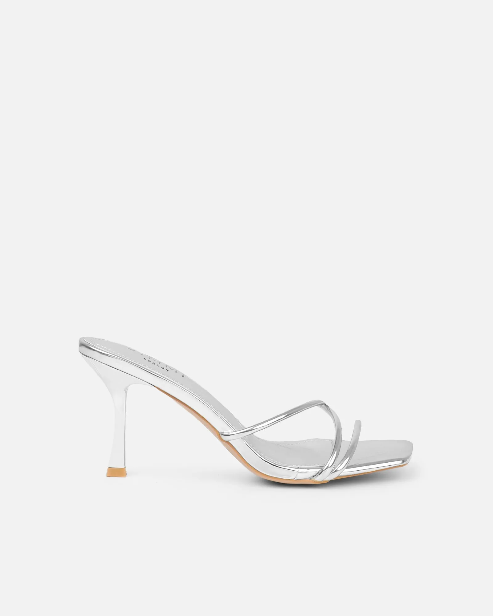 Shadee Silver Mirror Mid Heeled Sandals sold by Simmi London product image thumbnail 3