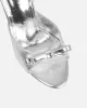 Halima Silver Metallic Bow Detailed Heeled Mules sold by Simmi London