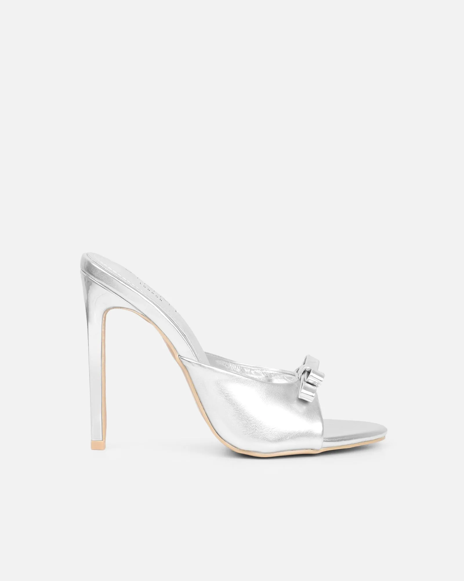 Halima Silver Metallic Bow Detailed Heeled Mules sold by Simmi London product image thumbnail 3