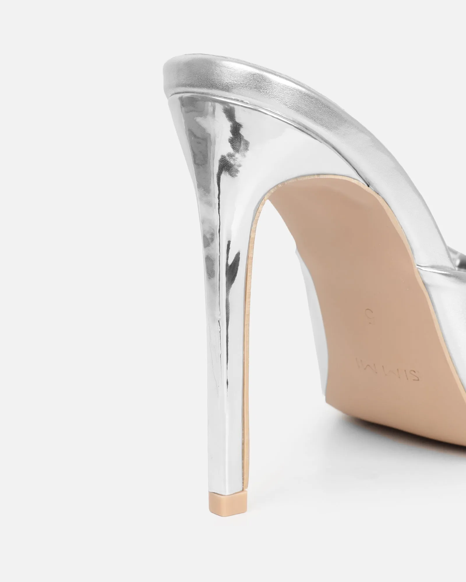 Halima Silver Metallic Bow Detailed Heeled Mules sold by Simmi London product image thumbnail 4