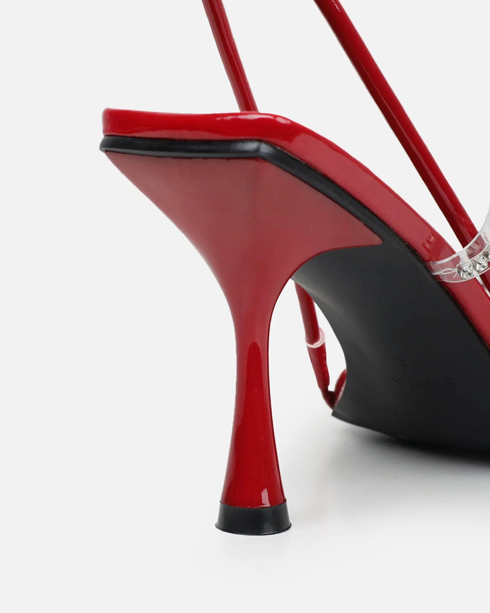 Confetti Dark Red Patent Clear Diamante Mid Heeled Sandals sold by Simmi London product image thumbnail 3