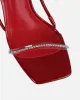 Confetti Dark Red Patent Clear Diamante Mid Heeled Sandals sold by Simmi London