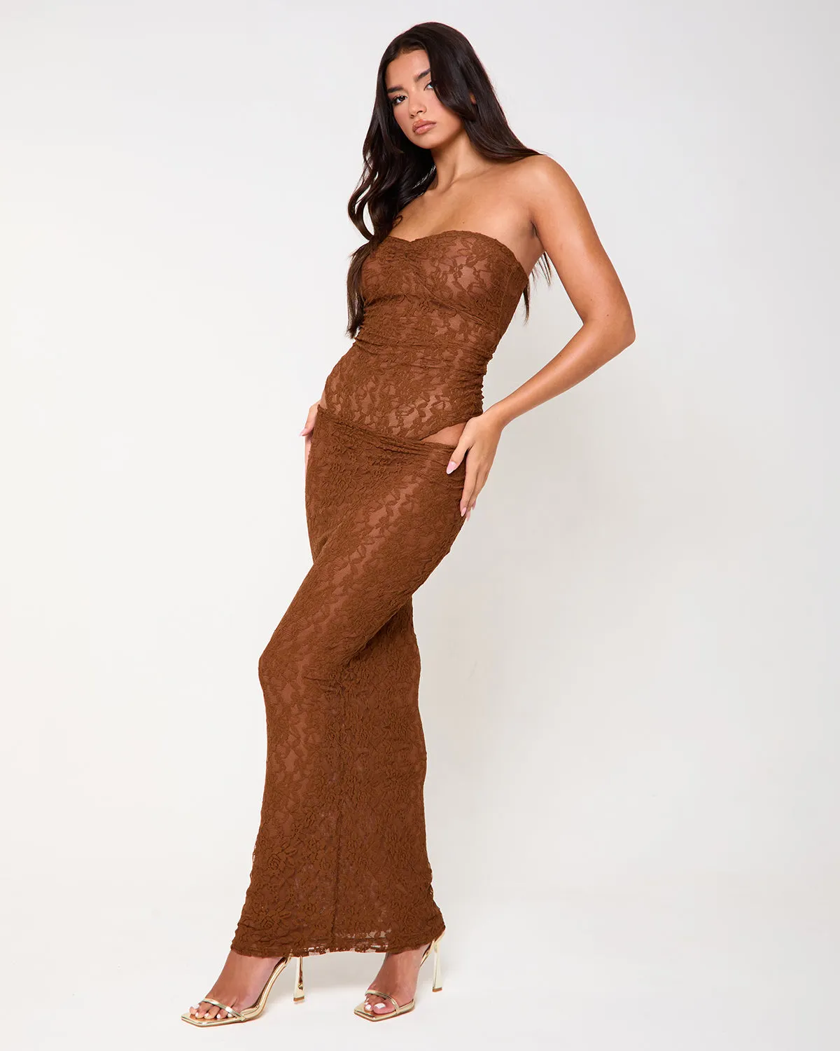 Manhattan Brown Lace Two Piece Set sold by Simmi London product image thumbnail 2