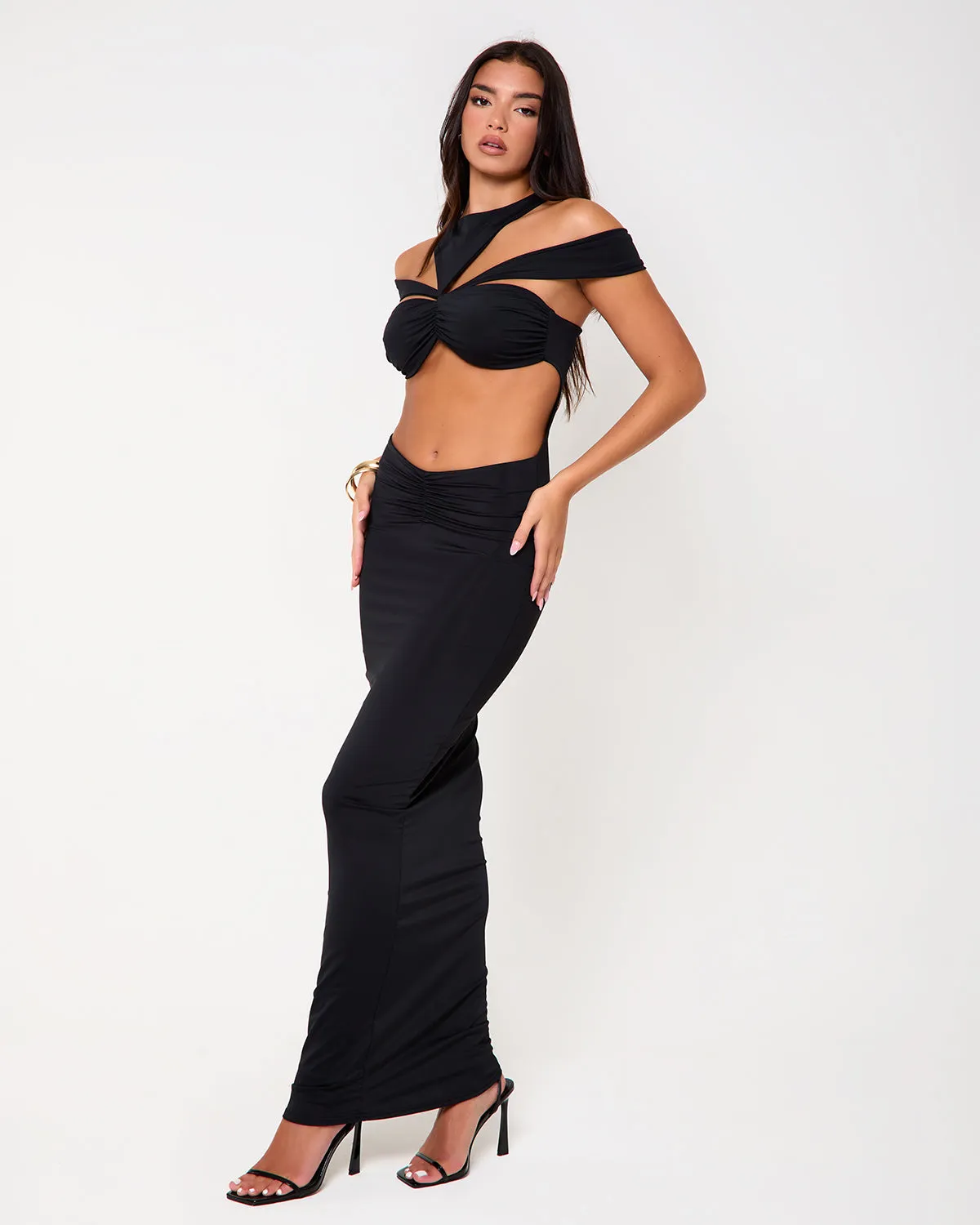 Bronx Black Cut Out Maxi Dress sold by Simmi London product image thumbnail 2