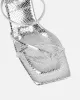 Jayana Silver Snake Effect Strappy Mules sold by Simmi London