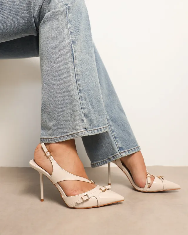 Vale stone box harness detail court shoes made by Simmi London