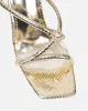 Zuleta Gold Snake Effect Stiletto Heeled Mules sold by Simmi London