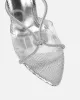 Meriel Silver Snake Effect Stiletto Mules sold by Simmi London