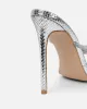 Meriel Silver Snake Effect Stiletto Mules sold by Simmi London