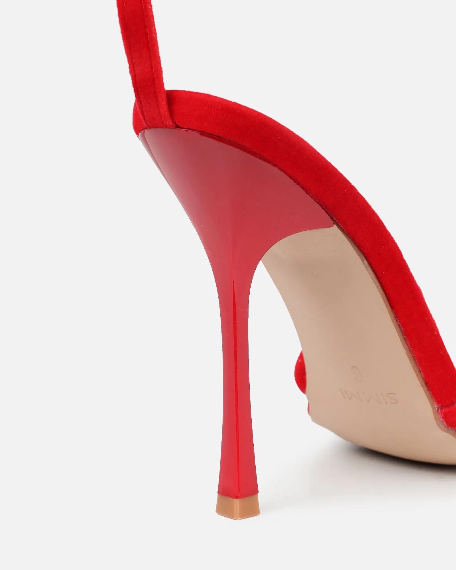 Malinda Red Velvet Heeled Sandals sold by Simmi London product image thumbnail 3