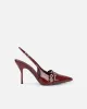 Marika dark red patent buckle detail slingback courts sold by Simmi London