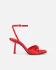 Ebba red satin heeled sandals sold by Simmi London