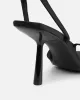 Ebba black satin heeled sandals sold by Simmi London