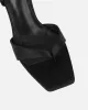 Ebba black satin heeled sandals sold by Simmi London