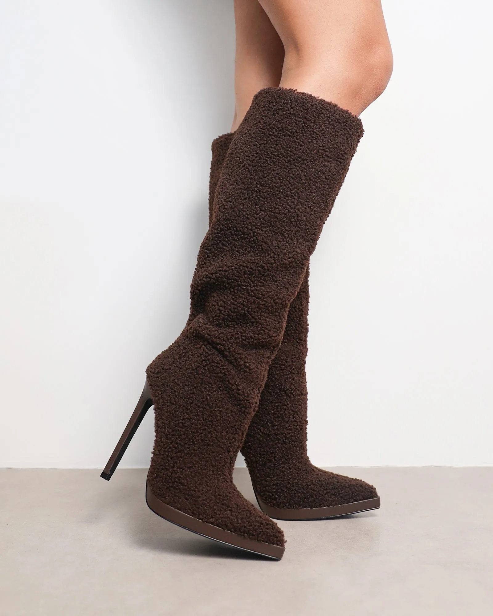 Hamilton Brown Borg Knee Boots sold by Simmi London