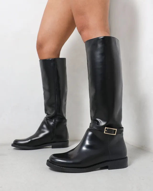 Oakleigh Black Box Smart Knee Boots made by Simmi London
