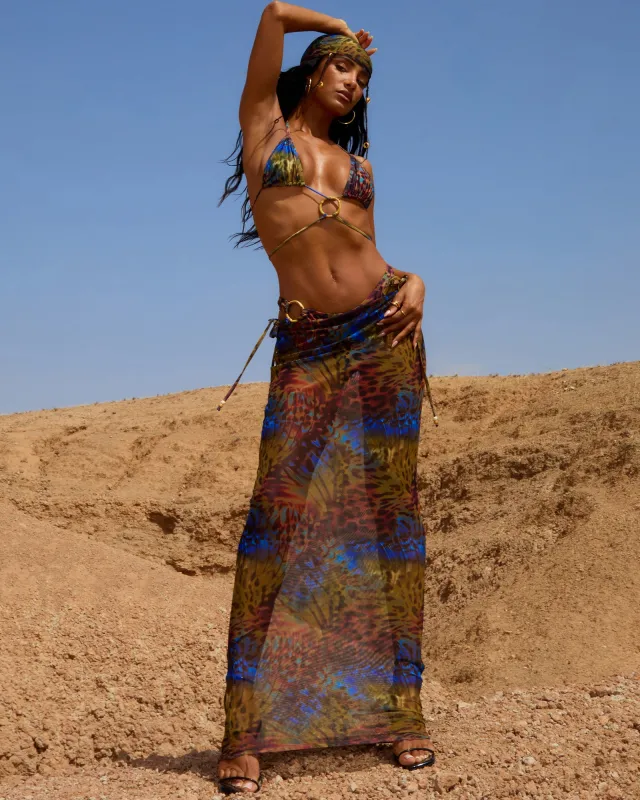 RIANA BUTTERFLY PRINT MESH MAXI SKIRT sold by Simmi London