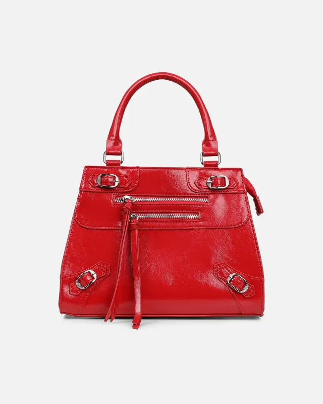 Adina Red Stud Detail Handbag sold by Simmi London