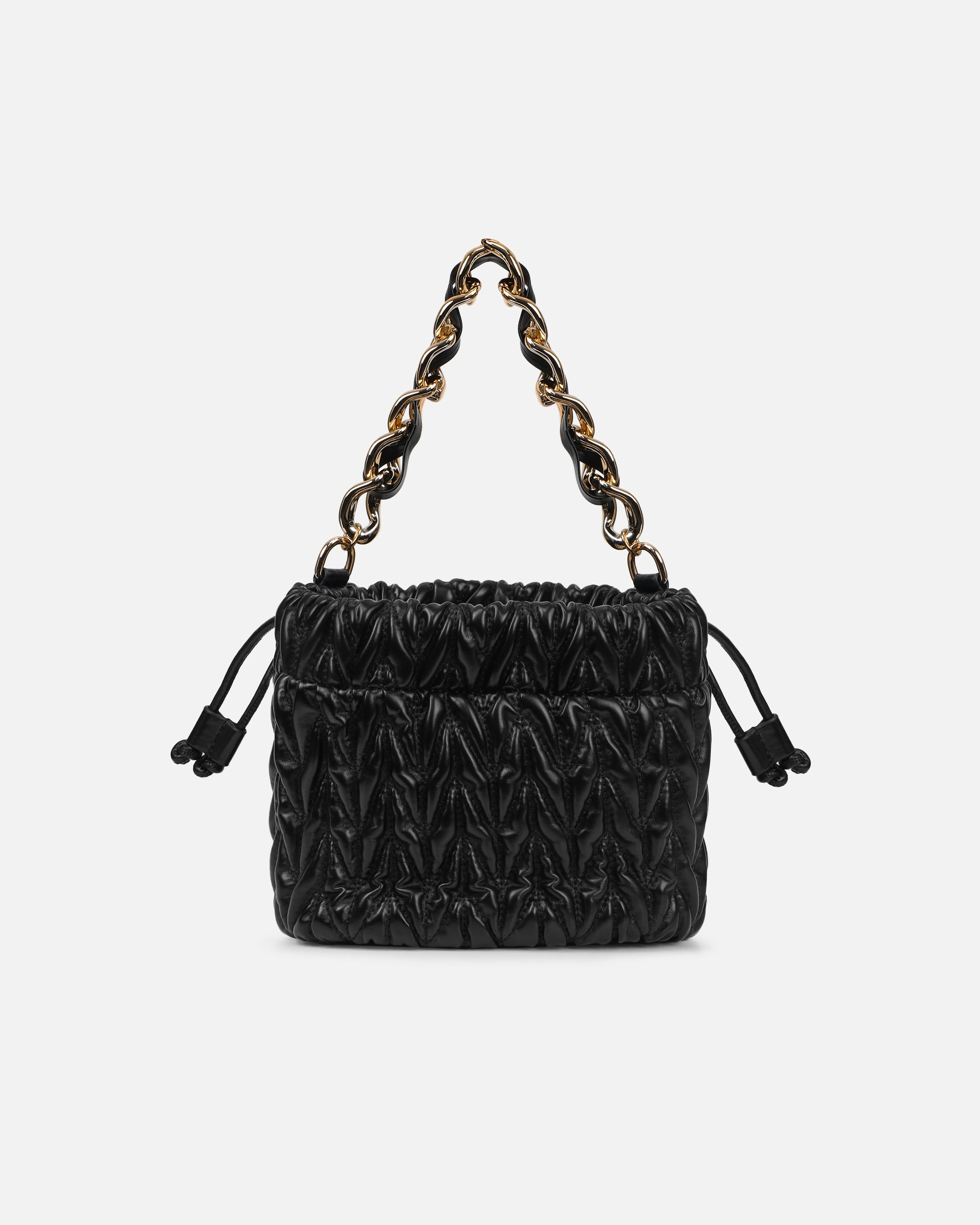 Amanza Black Mini Chain Bucket Bag sold by Simmi London
