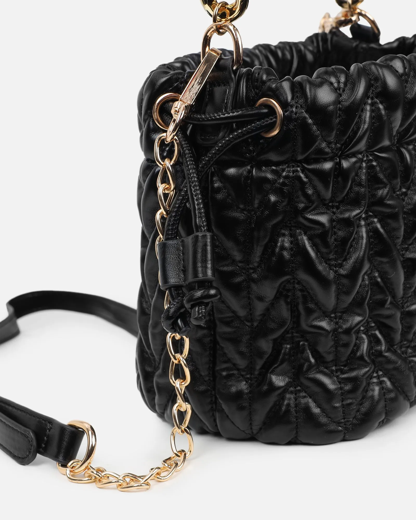 Amanza Black Mini Chain Bucket Bag sold by Simmi London product image thumbnail 2
