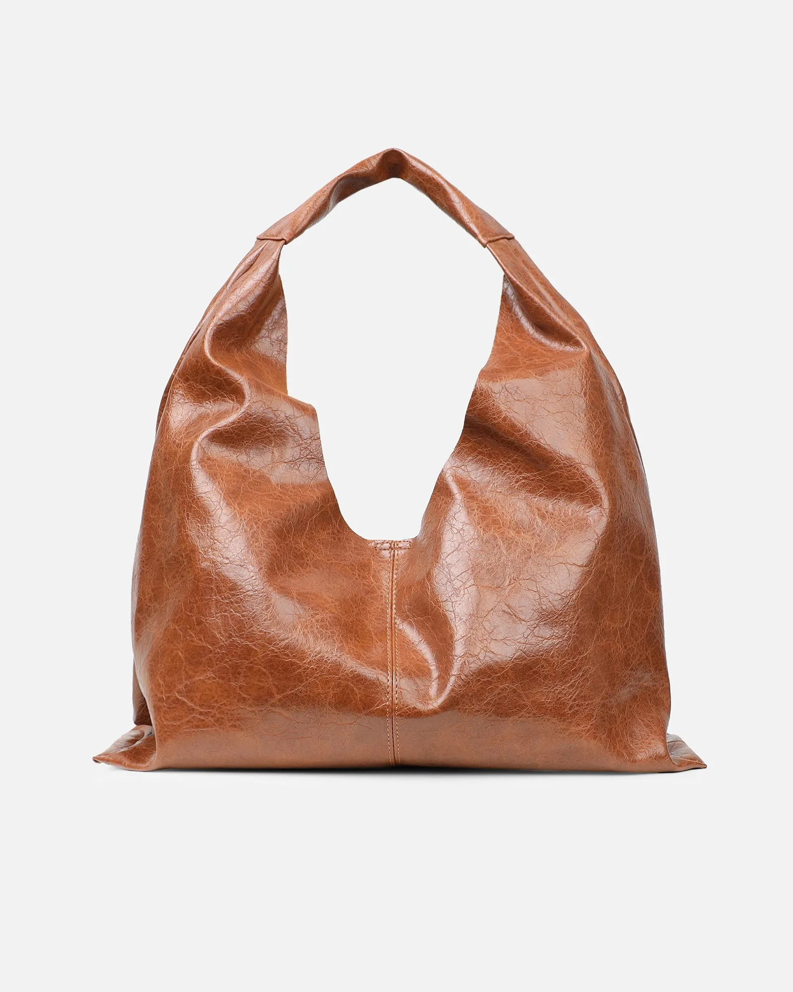 Abina Dark Tan Soft Hobo Shoulder Bag sold by Simmi London